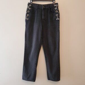 Forever 21 Women’s Curb Chain High-Rise Straight Leg Jeans Black Wash - (26)